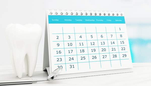 歯と歯科用器具とカレンダーのイメージ写真